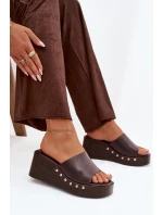 Dámske papuče na platforme 78-200 Tmavo hnedé - Stephan Paris Dámske papuče na platforme 78-200 Tmavo hnedé - Stephan Paris