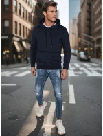 Pánska základná mikina s kapucňou tmavomodrá FashionStreet BX5884