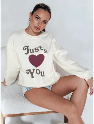 Dámska mikina s potlačou JUST LOVE YOU béžová FashionStreet BY1476