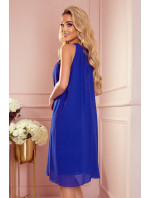ALIZEE - Dámske šifónové šaty v nevädzovej farbe so zaväzovaním 350-9