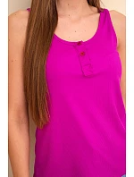 Dámska rebrovaná blúzka s ramienkami a gombíkom tmavo fialová