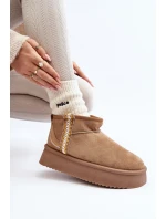 Śniegowce Na Platformie Ze Wzorem Jasnobrązowe Udra