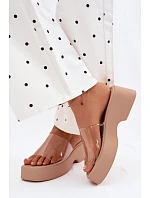 Dámské sandály na platformě s průhledným páskem Béžové Selestia