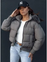 Dámska prešívaná zimná bunda s kožušinou COLDPACK tmavosivá FashionStreet TY4428