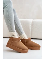 Skórzane Zamszowe Śniegowce Na Platformie Camel Nereviana