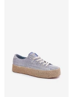 Trampki Damskie Na Platformie Z Plecionką Lee Cooper LCW-25-02-3283 Niebieskie