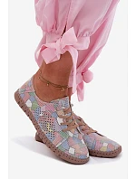 Vzorované vzorované dámské polobotky z přírodního semiše vícebarevné Belessa