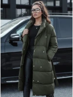 Dámsky zimný dlhý prešívaný kabát FAVI zelený FashionStreet TY4576 Dámsky zimný dlhý prešívaný kabát FAVI zelený FashionStreet TY4576