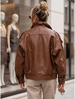 Dámska kožená bunda so stojáčikom, svetlohnedá, FashionStreet TY6065 Dámska kožená bunda so stojáčikom, svetlohnedá, FashionStreet TY6065