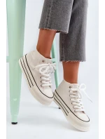 Trampki Damskie Na Platformie Białe Aineri