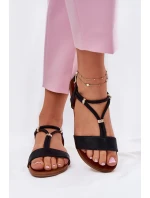 Damskie Płaskie Sandały Z Paskami S.Barski KV51-120 Czarne