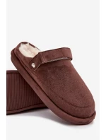 Kapcie Damskie Z Paskiem Ocieplane Futerkiem Czekoladowe Rilena