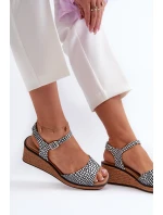 Damskie Sandały Na Koturnie Sergio Leone SK303 Biało-Czarne