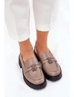 Skórzane Mokasyny Damskie Z Przypinką Miś Vinceza 18109 Beżowe