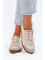 Skórzane Sneakersy Damskie Zazoo N1220 Beżowe