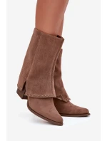 Kozaki Damskie Ocieplane Z Wywiniętą Cholewką Vinceza 16516 Beżowe