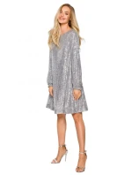 Šaty áčkového strihu M715 strieborné - Moe