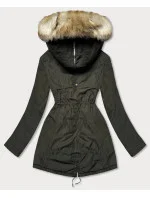 Teplá dámska zimná bunda khaki (w165)