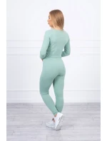 Súprava s riasením na blúzke tmavo mätovej farby