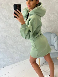 Zateplené šaty s obálkovým dnom tmavo mätovej farby