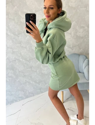 Zateplené šaty s obálkovým dnom tmavo mätovej farby Zateplené šaty s obálkovým dnom tmavo mätovej farby