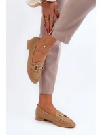 Mokasyny Damskie Na Płaskim Obcasie Z Ozdobą Camel Iluvana