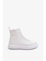 Zateplené kožené tenisky so zipsom Big Star MM274624 white