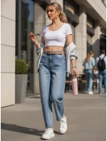 Dámske džínsové nohavice s opaskom FashionStreet UY2886