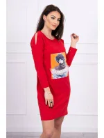 Šaty s 3D grafikou, čipková červená