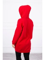 Mikina s kapucňou a nášivkami červená