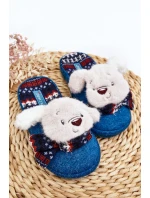 Dziecięce Kapcie Na Grubej Podeszwie z Misiem Niebieskie Dasca