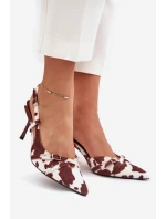 Czółenka Z Odkrytą Piętą I Paseczkami Łaty Biało-Brązowe Ravira