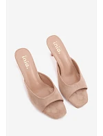Dámske papuče na tenkom podpätku Beige Revina Dámske papuče na tenkom podpätku Beige Revina