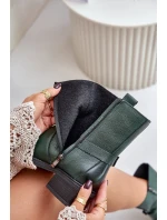 Zazoo Kožené členkové topánky s nízkym podpätkom Tmavo zelená Zazoo Kožené členkové topánky s nízkym podpätkom Tmavo zelená