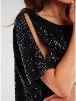 Dámske mini šaty s koketným vzorom A483 Black - Awama