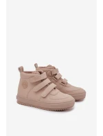 Ocieplane Botki Sneakersy Dziecięce Na Rzepy Big Star SS374072 Beżowe