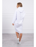 Šaty s kapucňou a bočným rozparkom biele