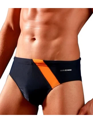 BD 411 pánske plavecké nohavičky sivé/oranžové - Sesto Senso BD 411 pánske plavecké nohavičky sivé/oranžové - Sesto Senso