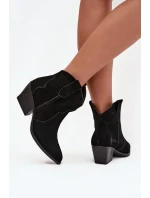 Wsuwane Botki Kowbojki Damskie Z Naturalnego Zamszu Czarne Beretta