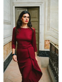 Šaty s volánom S425 bordová - Stylove