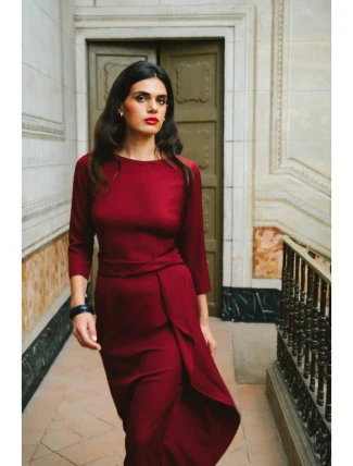 Šaty s volánom S425 bordová - Stylove