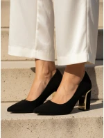 Dámske semišové lodičky na ihlovom podpätku čiernej farby FashionStreet ZY1399 Dámske semišové lodičky na ihlovom podpätku čiernej farby FashionStreet ZY1399
