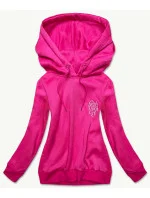 Krátka ružová dámska tepláková mikina (26013)