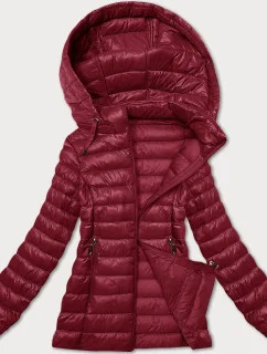 Dámska prešívaná bunda s kapucňou J Style bordová (16M9102-06)