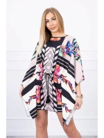 Netopierie šaty s viazaním v páse, béžové