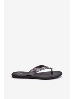 Płaskie Elastyczne Klapki Japonki Damskie ZAXY JJ285297 Szaro-Czarne