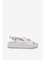 Skórzane Sandały Damskie Z Ozdobą Vinceza 66757 Białe