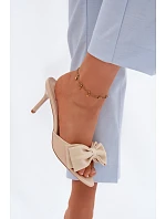 Dámské lodičky na jehlovém podpatku s mašlí Béžové Jelessa