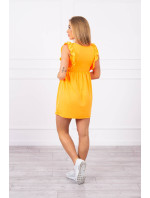 Šaty s volánikmi na bokoch neónovo oranžové