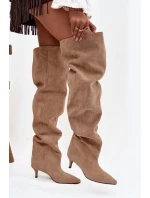 Čižmy na podpätku 3307 khaki - Krok vo veľkom štýle